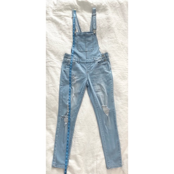 Wax Jeans Women's Juniors Ankle Length Skinny Leg Denim Overalls - Picture 5 of 15